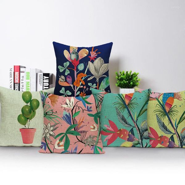 Plantas tropicais de travesseiro folhas capa de abacaxi fofo estojo de arremesso para sofá têxteis caseiros decorativos
