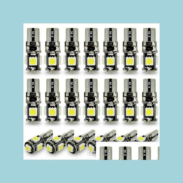 Lampadine per auto 100Pcs White Wedge T10 Smd Canbus 5Smd 5 Led Car W5W 194 Error Motive Light Lamp Drop Delivery 2022 Cellulari Moto Lig Dht9N