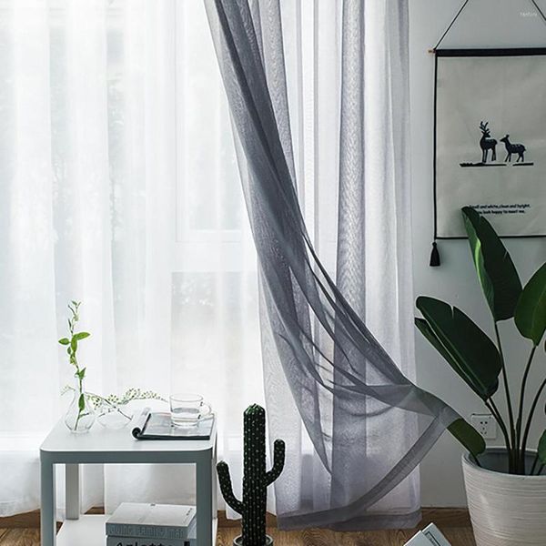 Tenda Tende da finestra moderne in tulle velato nordico Solido bianco grigio nero Screening Voile Tende Soggiorno Decorazioni per la casa Copertura per mobili