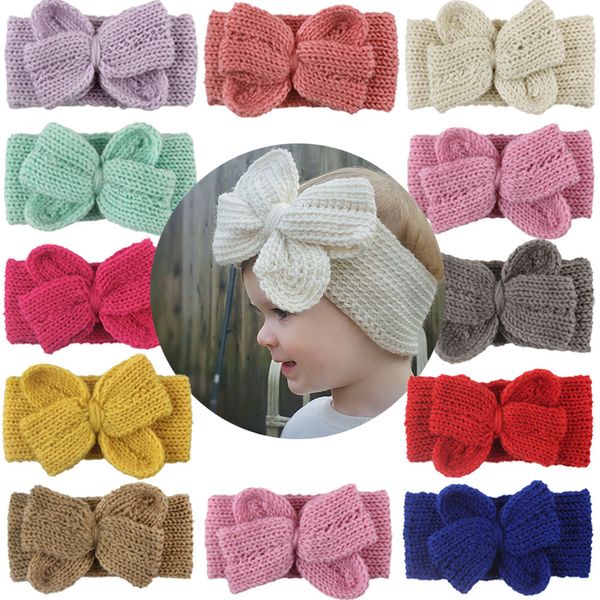 Autunno inverno Accessori per capelli per bambini Morbido cotone elastico Cappello per neonati Berretto per bambini Cappelli per ragazze in maglia Arco per bambini Fascia per capelli Fascia per capelli Avvolgere la testa B18