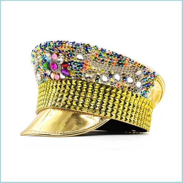 Geizige Krempenhüte Frauen besetzte Strass-Baseballkappe Plain Sparkle Bling Denim Sun Hat Performance Stage Drop Delivery 2022 Fashio Dhm7R