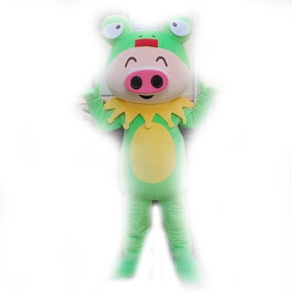 Cartoon de alto tamanho de adulto Cartoon Profissional Green Frog Mascot Cos Pig Frog Custom