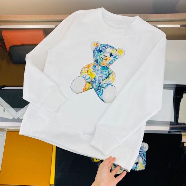 Roupas de bebê Pullover de bebê meninos meninos vestem suéteres com capuz com letras coloridas urso colorido jumper saltão de primavera e inverno manga longa quente confortável