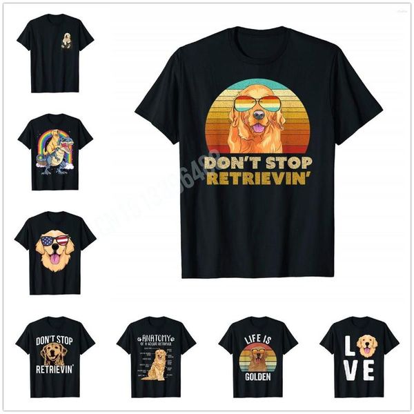 Camisetas masculinas Don't Stop Retrieving Retro Golden Retriever Dog T-Shirt Algodão Masculino Feminino Hip Hop Para Presente Tamanho XS-5XL