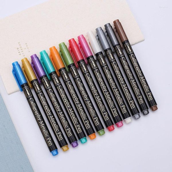 Metal Gel Cute Kawaii Pen Graffiti Black Cardboard Color Paint Kawai Back To Pens All For School Supplies Set di cancelleria