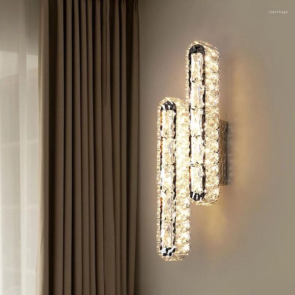 Lâmpada de parede Minimalista moderno 3 Dimmaing LED LUZ 30 40 46CM 220V 110V CRISTAL NORDIC NORDIC LUXURY SCONCE