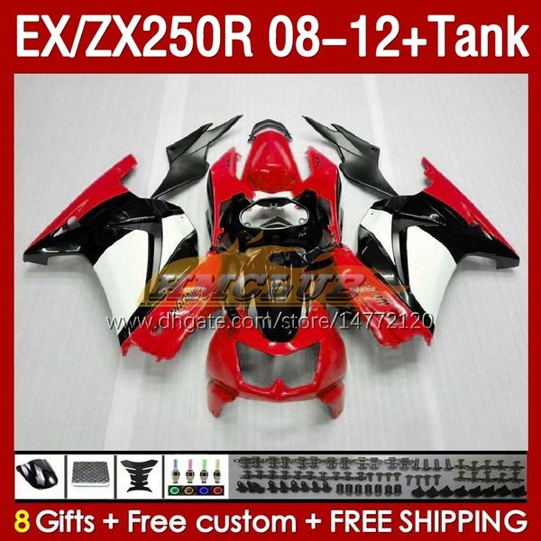 Carene iniezione serbatoio per KAWASAKI NINJA ZX250 EX250 R 2008-2012 163No.149 EX ZX 250R EX250R ZX250R 2008 2009 2010 2011 2012 ZX-250R 08 09 10 11 12 Carenatura bianco rosso blk