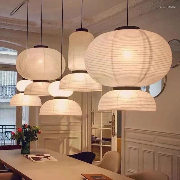 Lâmpadas pendentes luminárias de estilo janpanese lanterna pendurada luminária de papel artesanal lustre para a sala de estar decoração de decoração de design de arte