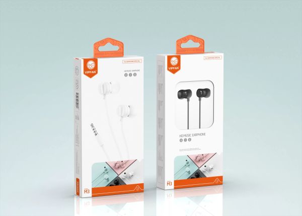 Fones de ouvido fones de ouvido fones de ouvido EP-M3 IN-Ear Wired Control Smartphone de interface de 3,5 mm com caixa colorida para Android