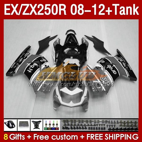 Обтекание инъекции танка для Kawasaki Ninja ZX250 EX250 R 2008-2012 163NO.177 EX ZX 250R EX250R ZX250R 2008 2009 2011 2011 ZX-250R 08 09 10 11 12 Fairing Grey Stock