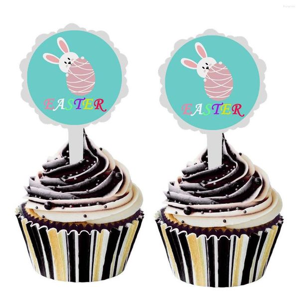 Forniture festive 6 pz/lotto DIY Cute Cartoon Cake Stick Sticker Decor gelato Cupcake Toppers Picks Easter Party Dessert