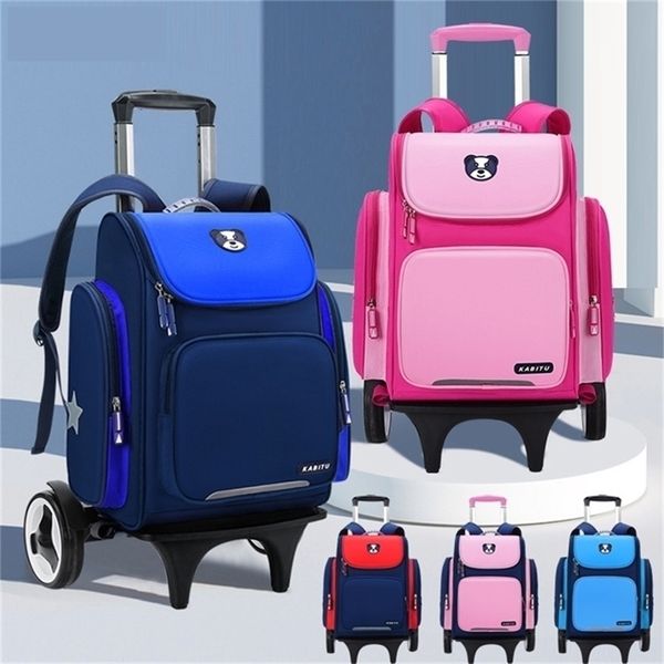 Bolsa estudantil de alta capacidade rolando mochila infantil backpack backpack saco de rodas de rodas infantil rodas de mochila 220425
