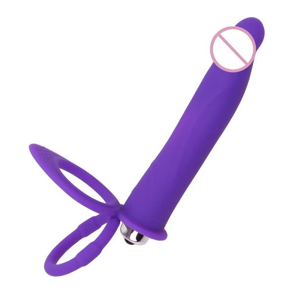Güzellik Ürünleri Strap-on Dildo Vibratör 10 Hız Yetişkin Ürünleri Anal Butt Fiş Penis Halkası Çift Penetrasyon Silikon