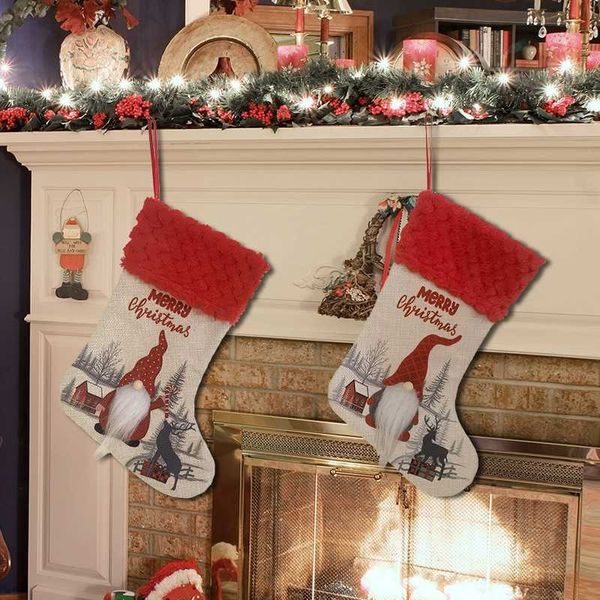 Nuove calze di Natale bambola nana senza volto decorazioni per l'albero di Natale borsa regalo di Natale