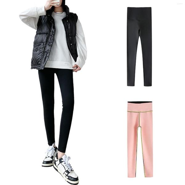 Leggings da donna Top da allenamento per donna Autunno Inverno a vita alta Pantaloncini intimi in cotone da donna spessi foderati in pile caldo