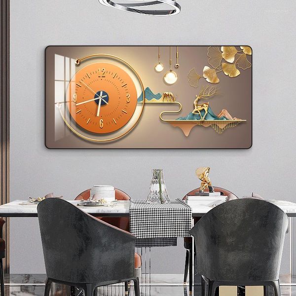 Настенные часы декоративная живопись легкие роскошные домашние прямоугольные часы современный минималистский ресторан округлый