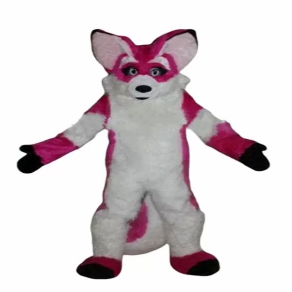 Costume da bambola mascotte Costume da mascotte di Halloween Sexy Fursuit Pelliccia lunga Costume da mascotte Husky rosso Abito da gioco per adulti in costume da cane lupo volpe per adulti