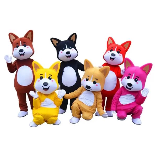 Costume da personaggio mascotte cane Husky di Halloween cartone animato animale di peluche personaggio a tema anime formato adulto festival di carnevale di Natale vestito operato