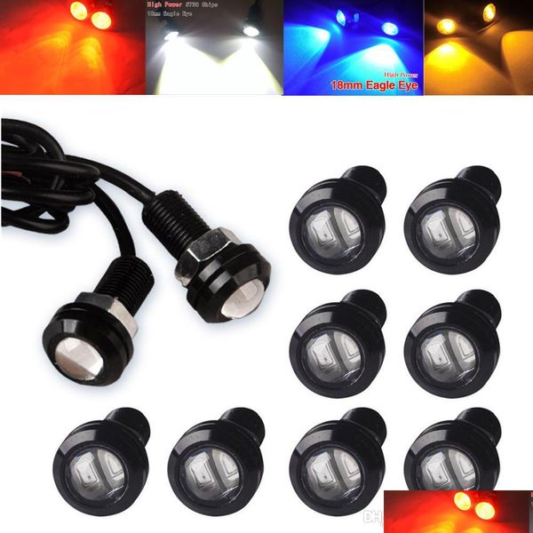 Luci di marcia diurna 10X 9W 18Mm Fendinebbia per auto Luce di retromarcia 2 Led 2Led Occhio di aquila Bianco Rosso Coda di marcia diurna Backup Motor Drop Delive Dhvng