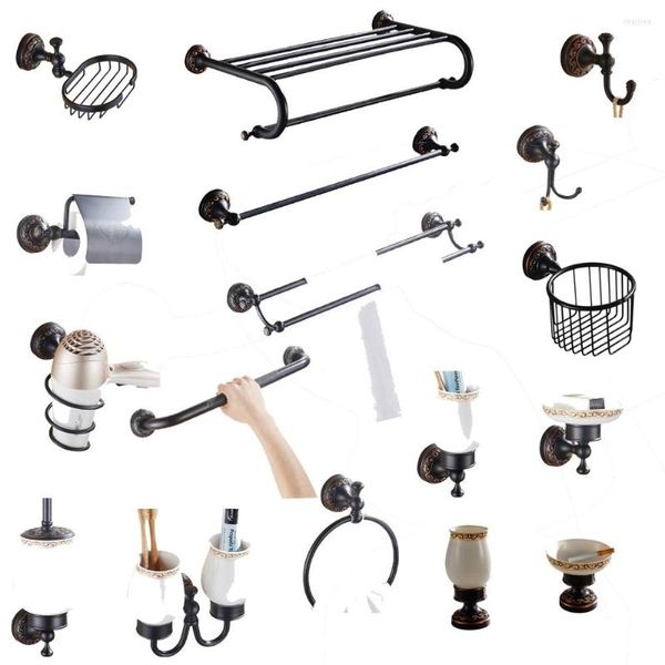 Badzubehör-Set Leyden ORB Kupfer Badezimmer-Hardware-Sets Schwarzes Zubehör Handtuchhalter Kleiderhaken Toilettenbürstenhalter Zahnbürste