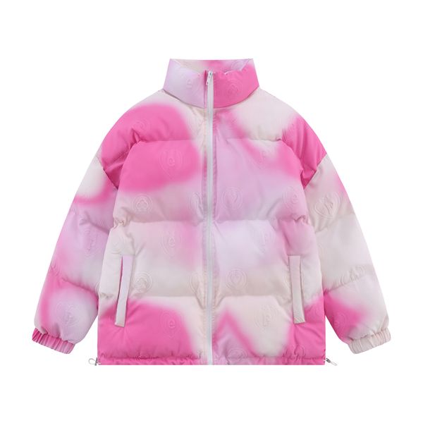 Männer Winter Jacke Parka Streetwear Tie Dye Gradienten Verdicken Warme Mäntel 2022 Harajuku Casual Gepolsterte Blase Puffer Jacken