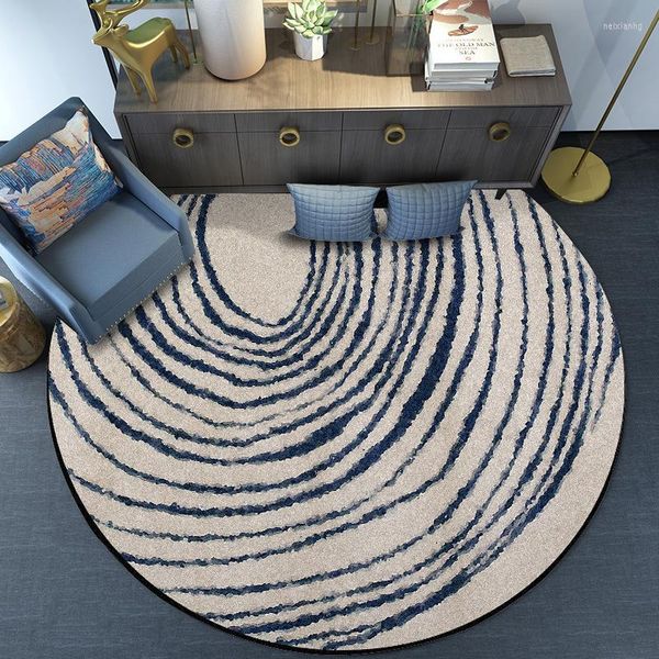 Tapetes nórdicos faixas de geometria nórdica redonda brincam a tenda de ginástica rotação quarto sala de estar mesa de café tapetes de piso de game de bebê carpete de rastreamento