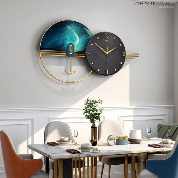 Relógios de parede 65 cm de luxo de luxo relógio casa decoração de metal relógio de malha de bateria mudo de ferro decoração de mural de mural horloge