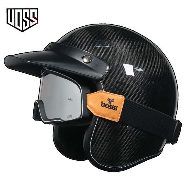 Caschi da ciclismo ultimo casco retrò in fibra di carbonio casco da motociclista 3/4 viso aperto capacete vintage uomo e donna mezzo casco quattro stagioni L221014