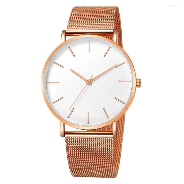 Нарученные часы 2022 Relogio Masculino Luxury Simple Men Watch The Rose Gold Stainless Steel Band Quartz no Logo Watch Klock Подарки