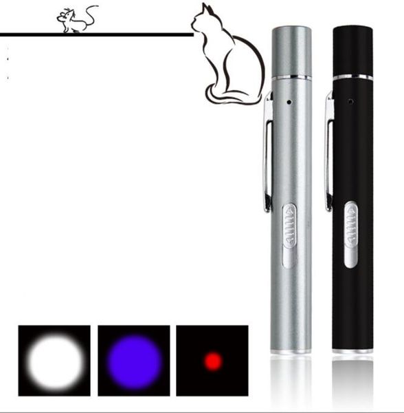 Mini torce portatili 3 in1 Puntatore laser Led UV Blacklight torcia Interactive Pet Cat Training Giocattoli per rilevatore di macchie