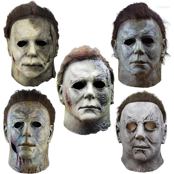 Máscaras de festa 2022 Michael Myers Halloween Horror Cosplay Costume Latex Props Scary for Adult Grey