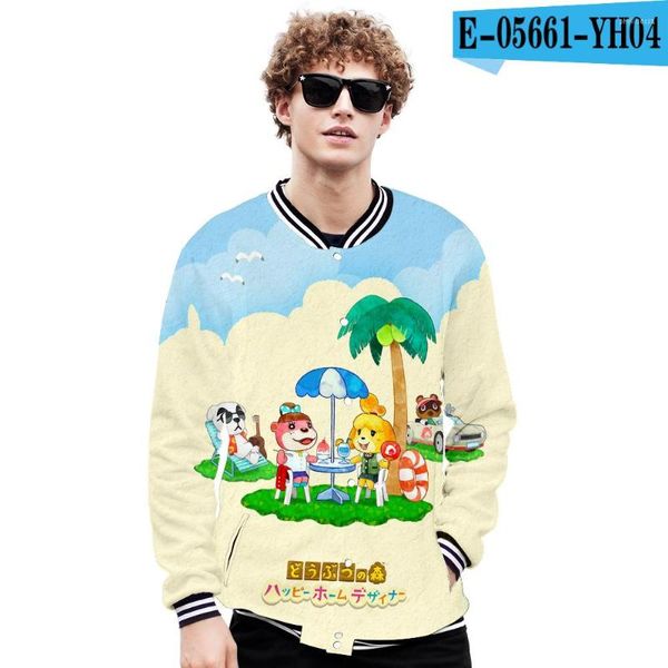 Capuz de capuz masculino Hip Hop Baseball Jacket Men and Women Animal Crossing Sports Spring Autumn Casais de peito único