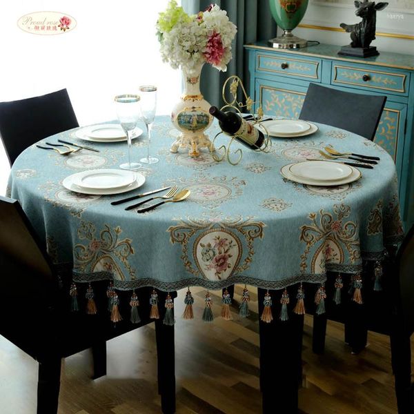 Tovaglia Trots Rose Europese Verdikte Ronde Tafel Doek Neil Jacquard Tafelkleed Woonkamer Koffietafel Cover Kwastje