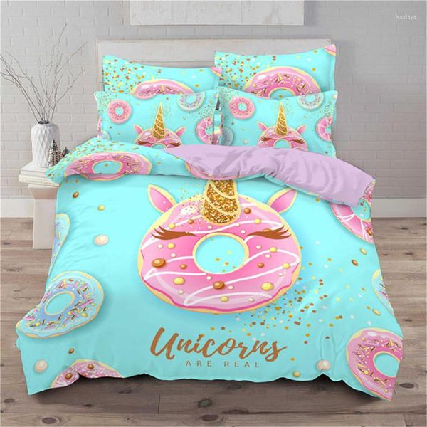 Bedding Sets Purple Donuts Set Pink Donut Duvet Capa para crianças de colcha de garotas com travesseiro Single King Twin Size Size Bed