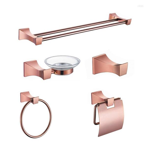 Bad-Zubehör-Set, Badezimmer-Hardawre-Zubehör, Towle, Hängestange, Stangenring, antikes Roségold, Papierhalter, Toilettenbürste, Robe, Seifenschale, Tasse