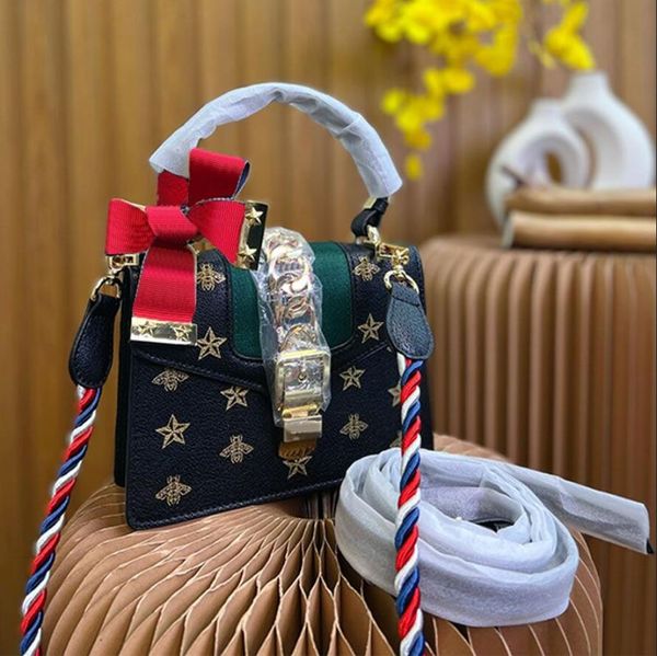 HH Moda Luxurys Designers Bolsas Bolsa Quadrada Abelha Estrelas Bowknot Lenços Bolsa De Ombro Carteiras Bolsas Clássicas Tote Bolsas Totes Mulheres Compras Cross Body Totes