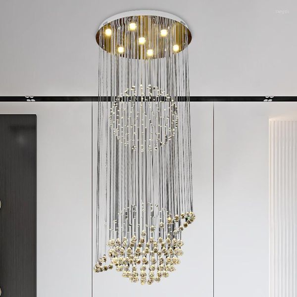 Candeliers modernos LED Crystal Light Spiral Staircase Long Hanging for Home Living Staer Quarto El Hall Luustão de luxo