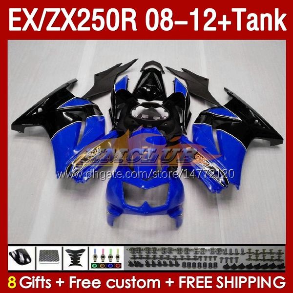 Tankeinspritzverkleidungen für Kawasaki Ninja ZX250 EX250 R 2008-2012 163NO.143 EX ZX 250R EX250R ZX250R 2008 2009 2012 2012 ZX-250R 08 09 10 11 12 Geräte Blue Glossy BLK