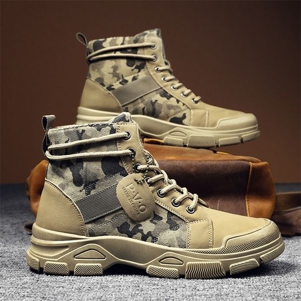 Botas militares outono para homens camuflage deserto t￪nis alto t￪nis n￣o deslizamento sapatos de trabalho buty robocze meskie 221017