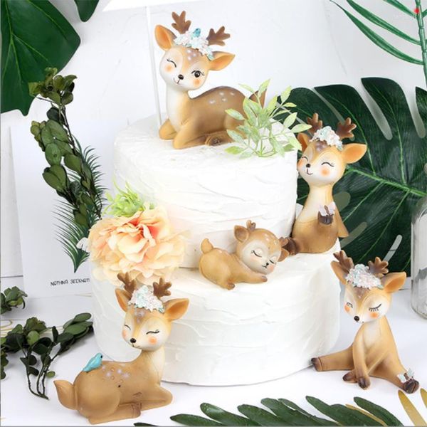 Festliche Lieferungen Modellierung Hirsch Puppe Auto Dekoration Harz Party Desktop Geburtstag Hochzeitstag Kuchen