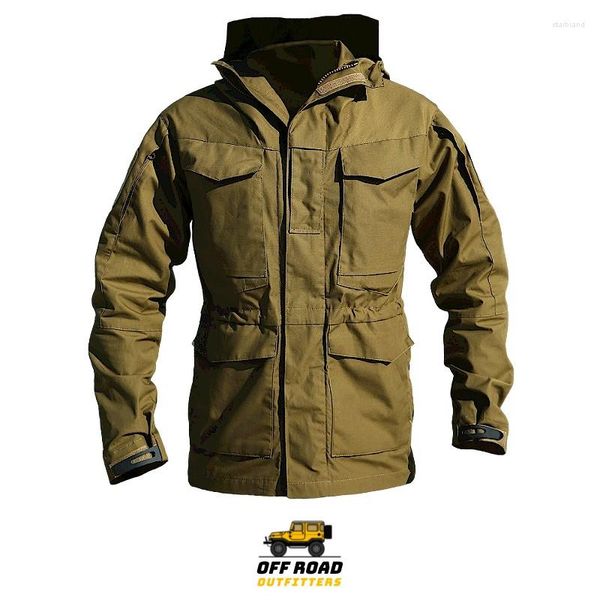 Jackets masculinos táticos windbreaker masculino impermeável m65 uk o exército dos EUA estilo voo piloto casaco capuz de campo de campo militar outono de inverno