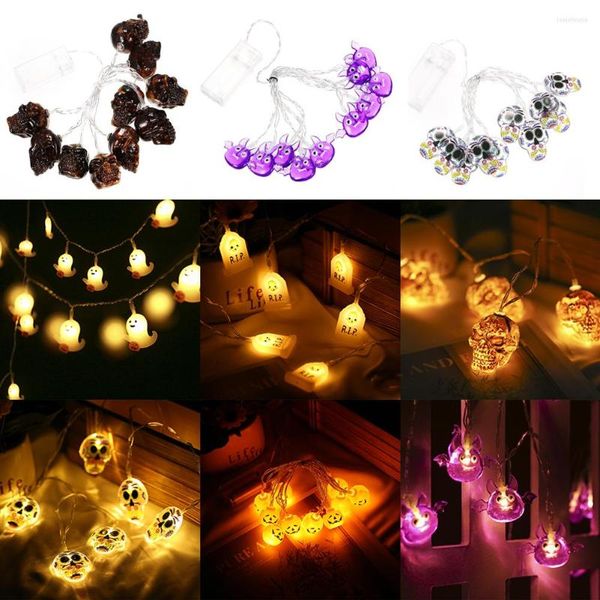 Stringhe 1,5 m Scheletro Batteria Stringa di luci Alimentata 10 LED Luce del teschio Leggero senza per l'atmosfera di Halloween Decor