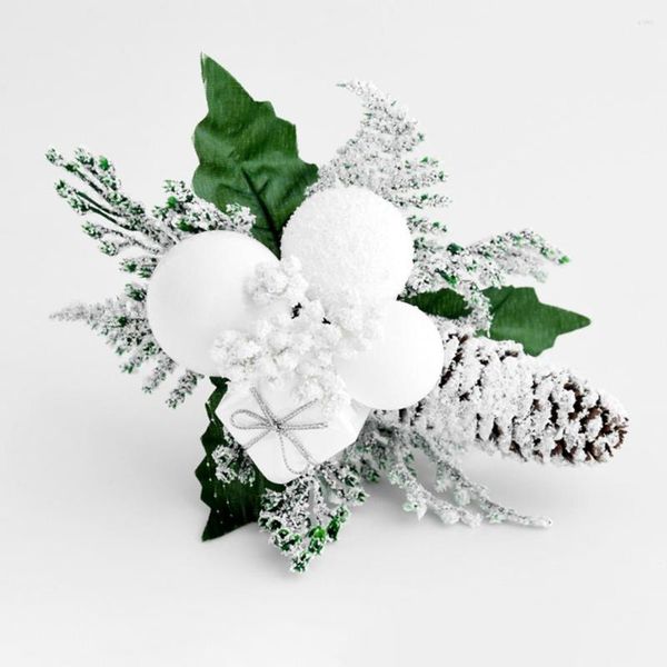 Weihnachtsdekorationen, langlebige künstliche Pflanze, wiederverwendbare Wanddekoration, attraktive silberne Fichten-Tannenzapfen-Kunstblume