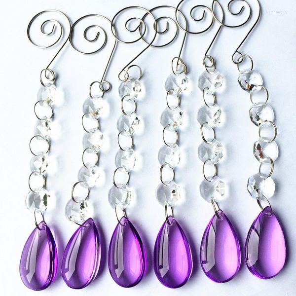 CHANDELIER CRISTAL 20PCS 170mm Garland roxo e de vidro transparente fios para pingentes iluminando a decoração de peças suspensas