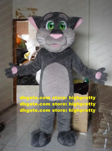 Agradable Grey TOM Cat Kitten Mascot Costume Personaje de dibujos animados Mascotte Adult Pink Nose Palms Wronged Expression ZZ742 Envío gratis