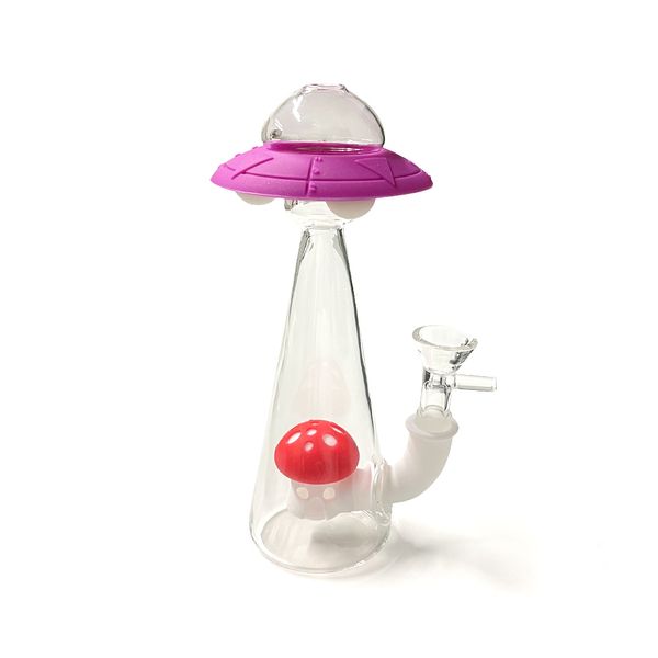 Home Garden vendas quentes em forma de OVNI Cachimbos de água bongs de vidro plataforma de óleo bong de silicone para fumar Hookahs dab rigs Tigela grátis de 14 mm