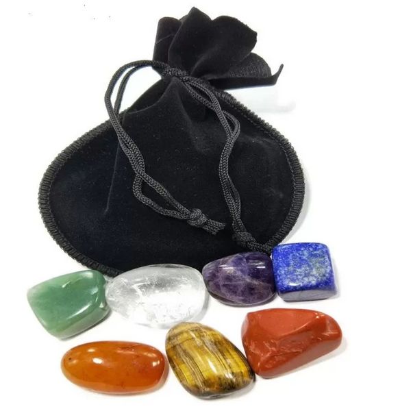 Cristal Natural Chakra Stone 7pcs Conjunto de Pedras Naturais Palma Reiki Cristais de Cura Pedras Preciosas Acessórios de Decoração para Casa FY2648 b1019