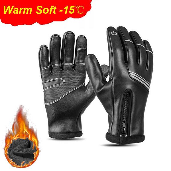 Лыжные перчатки зимние велосипедные перчатки мужчины Женщина велосипедная перчатка кожа