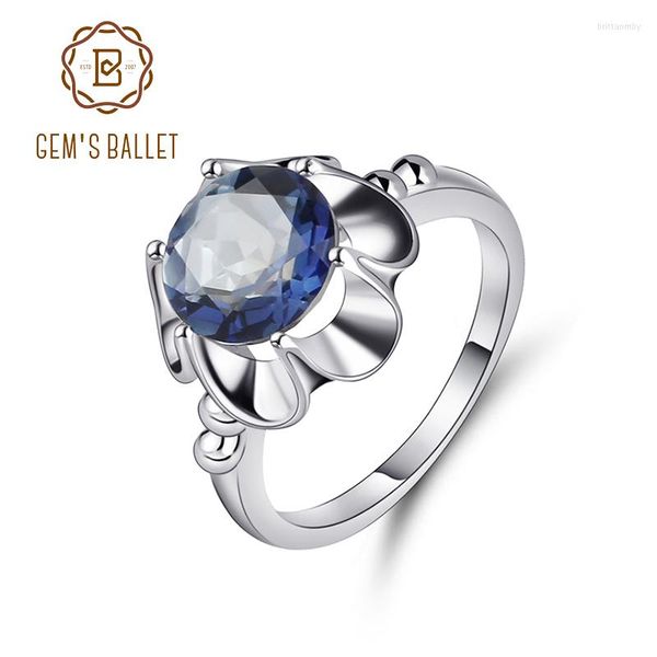 Clusterringe Gem's Ballet Mystic Topaz Iolith Blau Natürliche Edelsteine Echt 925 Sterling Silber Frauen Geschenk Hochzeit Verlobungsschmuck