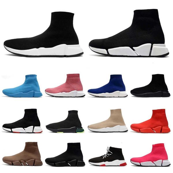 Eğitmenler Spor Dr Lace-Up Trainer Ayakkabı Sıradan Koşucular Sneakers çorap botları örgü lüks paris çıplak parıltı grafiti moda er çorap